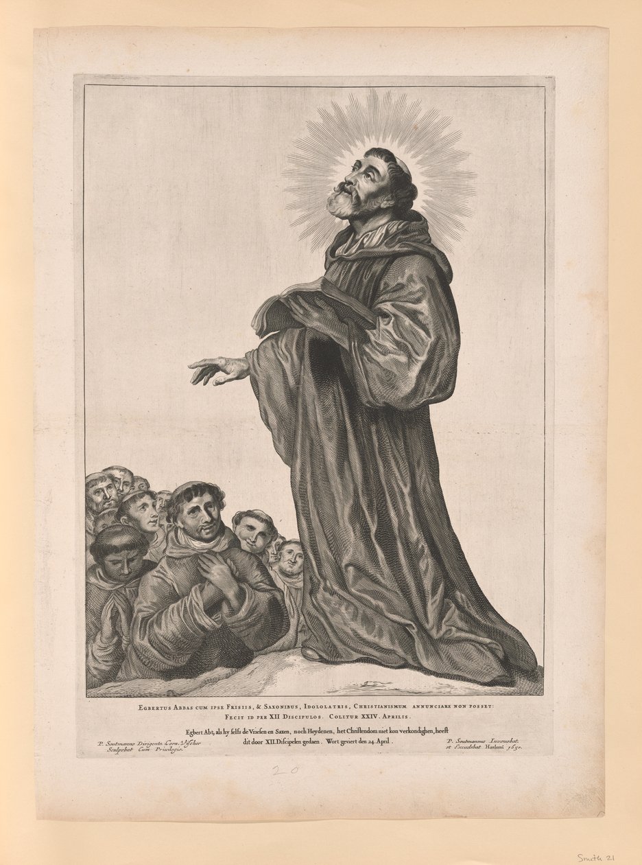 Heiliger Egbert der Abt, aus Heilige des Nordens und Südens der Niederlande von Cornelis Visscher