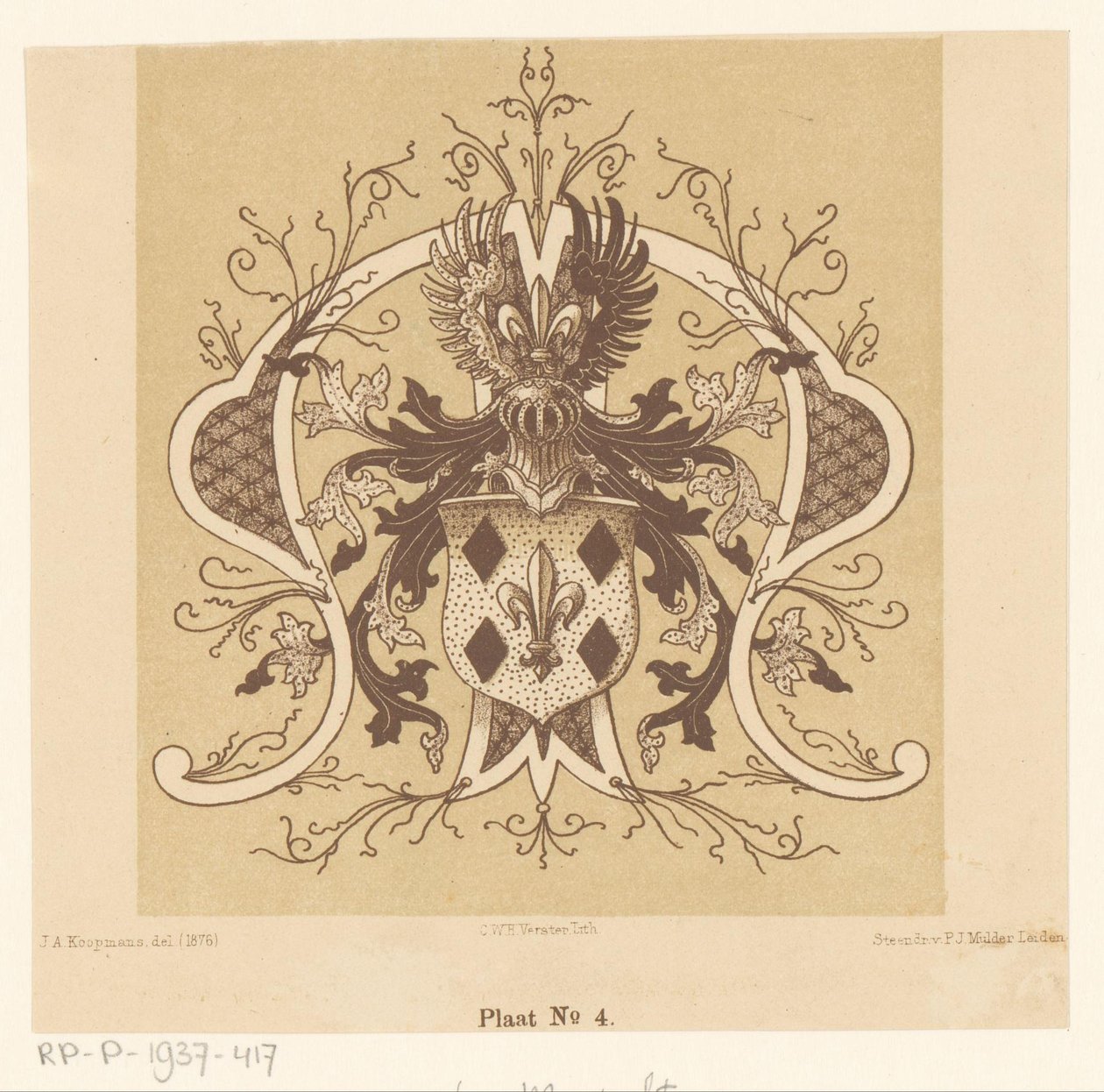 Heraldisches Wappen der Familie Van Mansvelt von Cornelis Willem Hendrik Verster van Wulverhorst