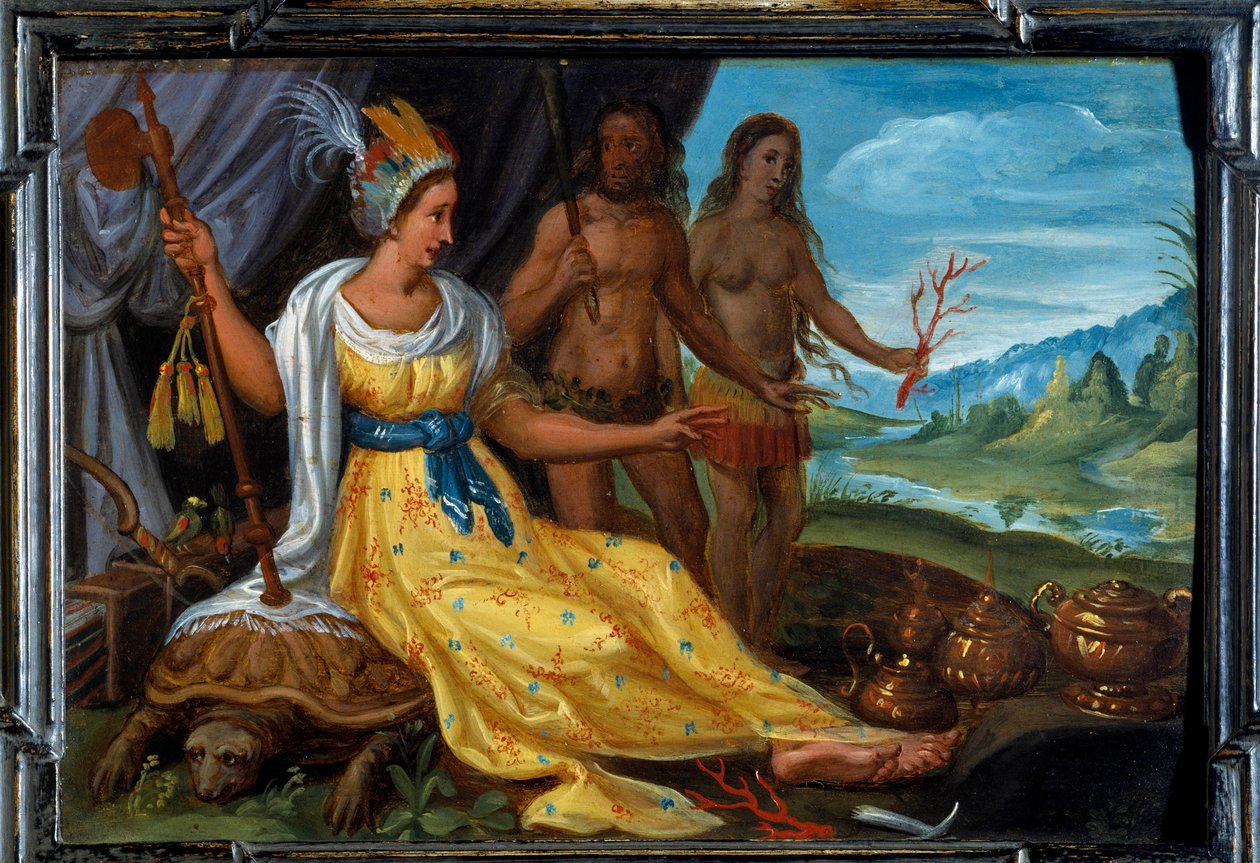 Vier Teile der Welt: Amerika. Gemälde von Cornelis De Baellieur (1607-1671), flämische Schule von Cornelis de I Baellieur