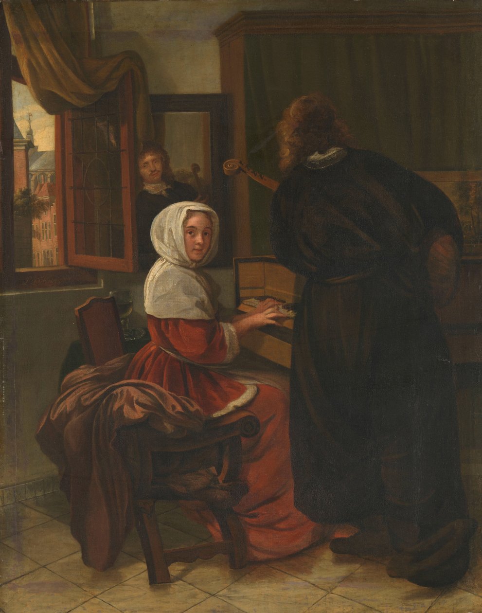 Paar macht Musik von Cornelis de Man (manner of)