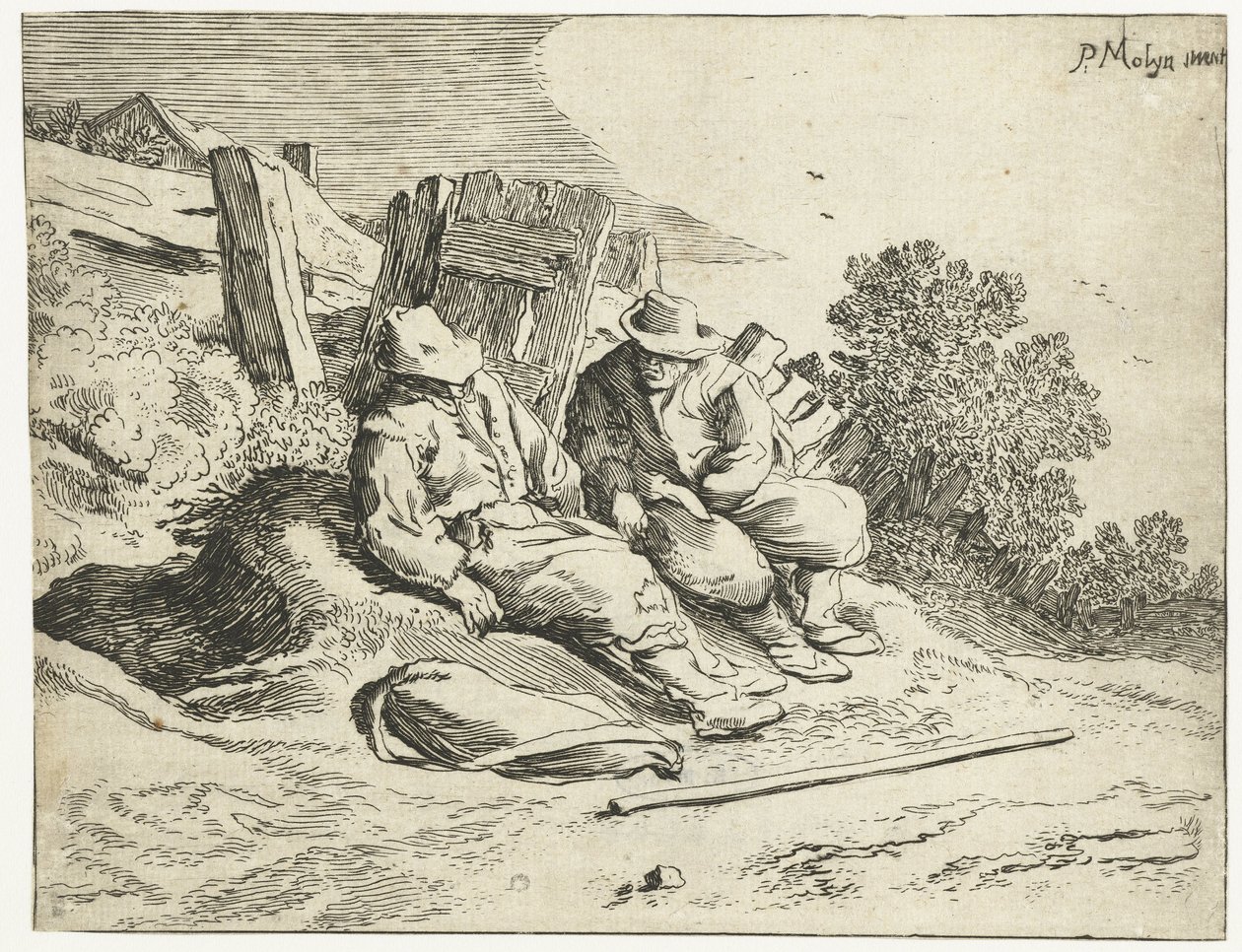 Bauern am Straßenrand von Cornelis van Kittensteyn (attributed to)