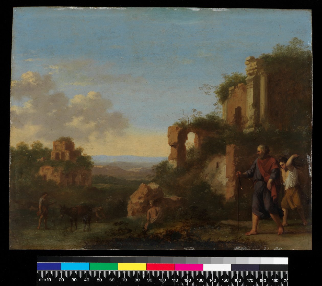 Landschaft mit Abraham und Isaak, vor 1667 (Öl auf Kupfer) von Cornelis van Poelenburgh