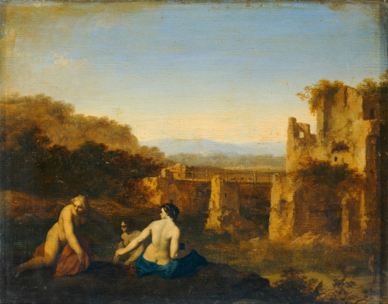 Badende bei antiken Ruinen von Cornelis van Poelenburgh or Poelenburch