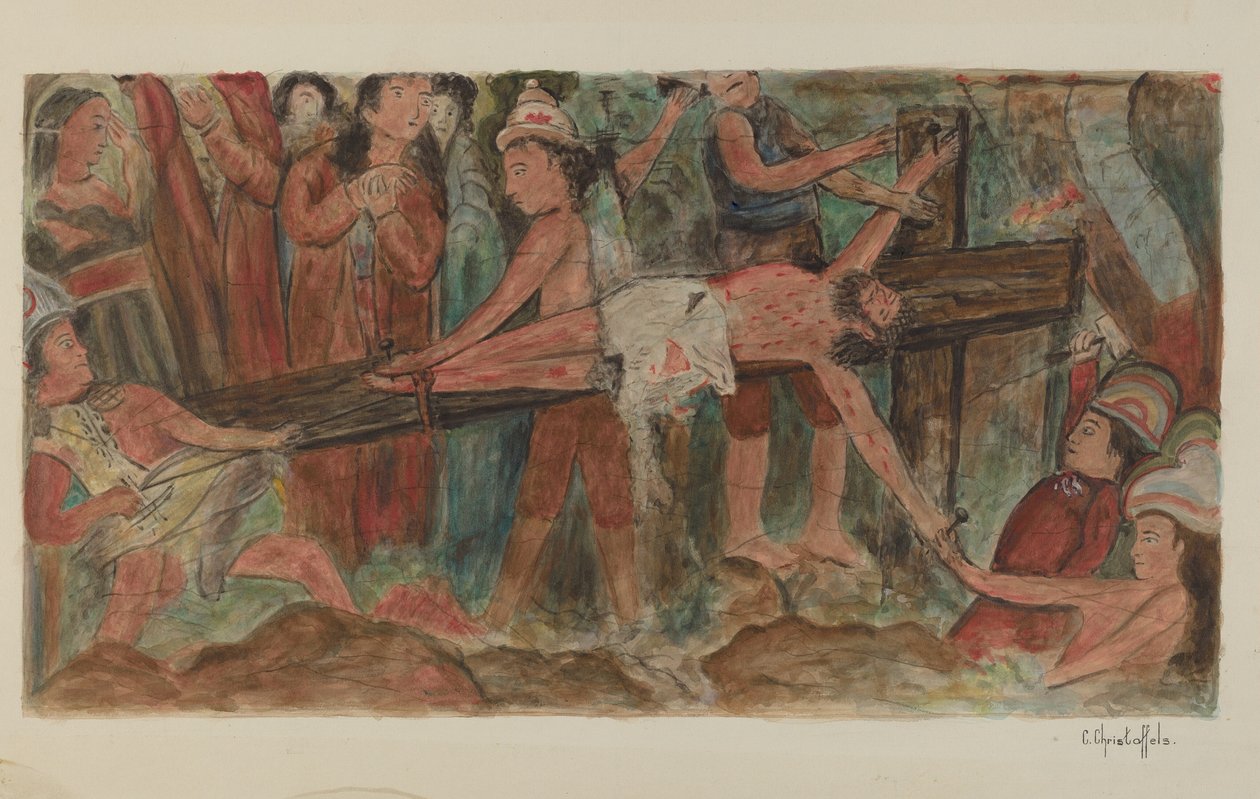 Stationen des Kreuzwegs Nr. 11. Jesus wird ans Kreuz genagelt von Cornelius Christoffels