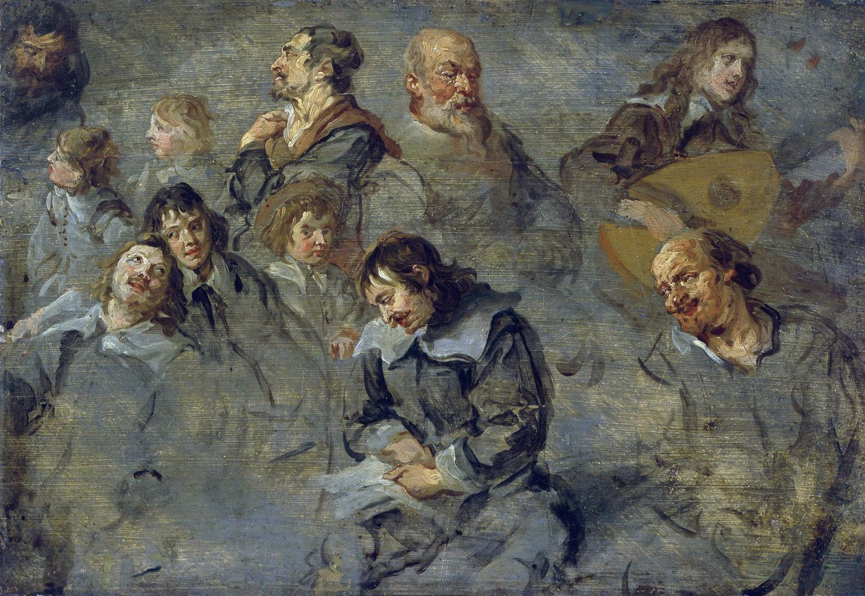 Studien männlicher Köpfe, von Cornelis Schut von Cornelius I Schut