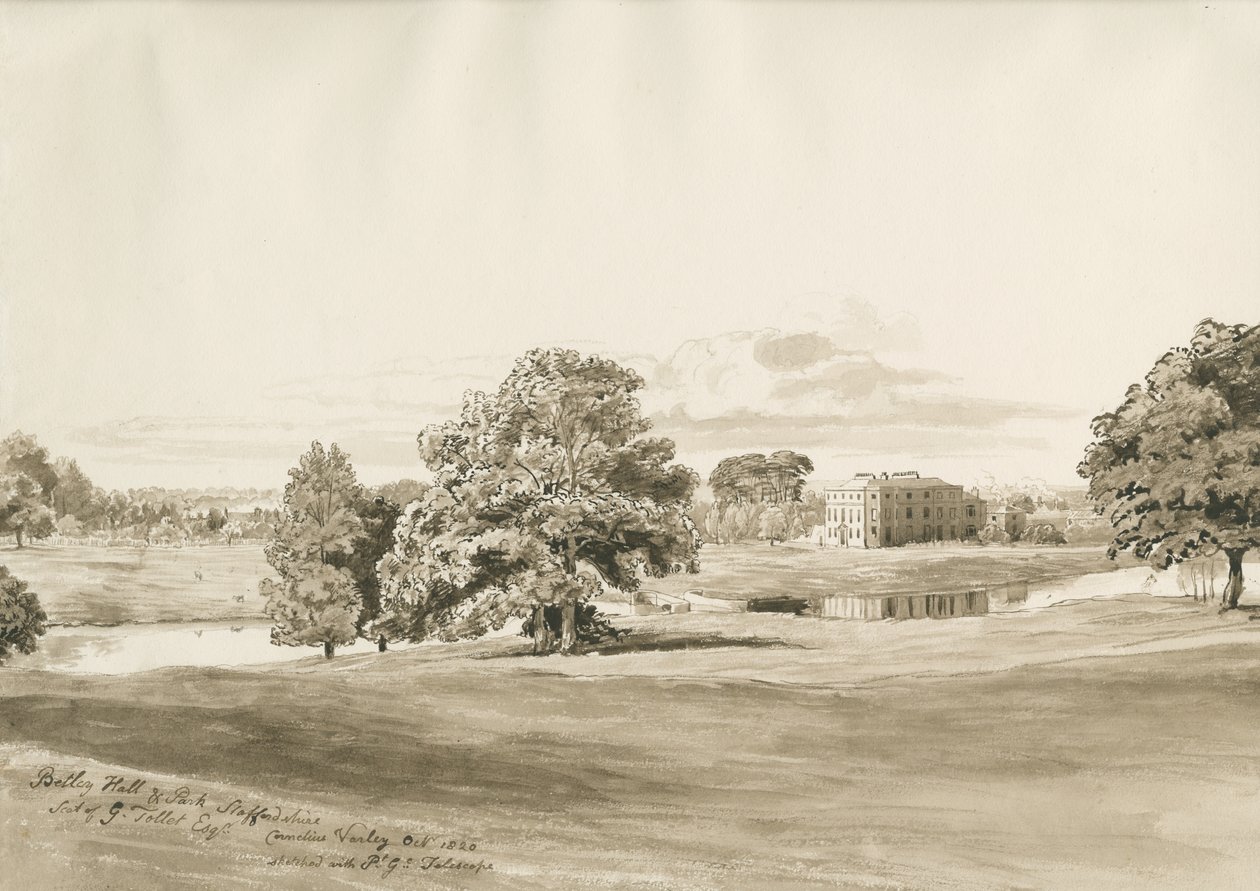 Betley Halle: Sepiawaschzeichnung, Okt. 1820 von Cornelius Varley