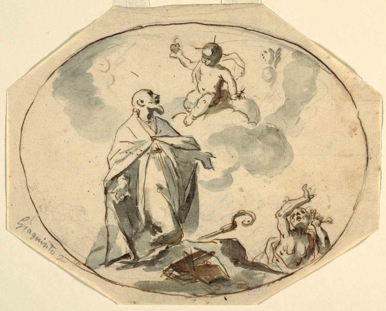 Bischof Heiliger, der das Christkind anbetet von Corrado Giaquinto