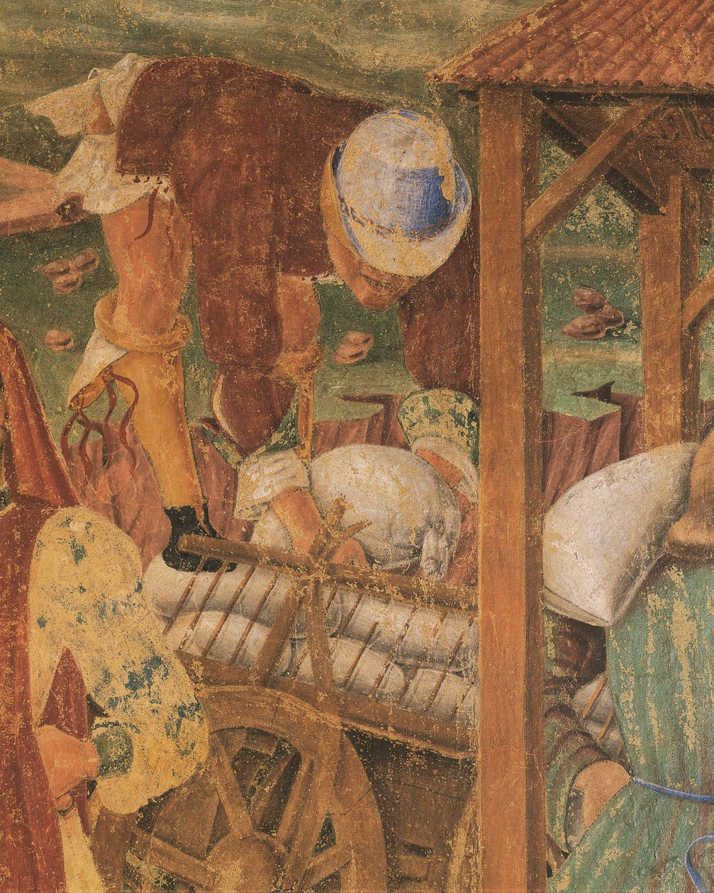 Kaufmann bei der Arbeit, Detail aus Triumph der Ceres, Szene aus dem Monat August, zugeschrieben Cosimo Tura von Cosimo (attr. to) Tura