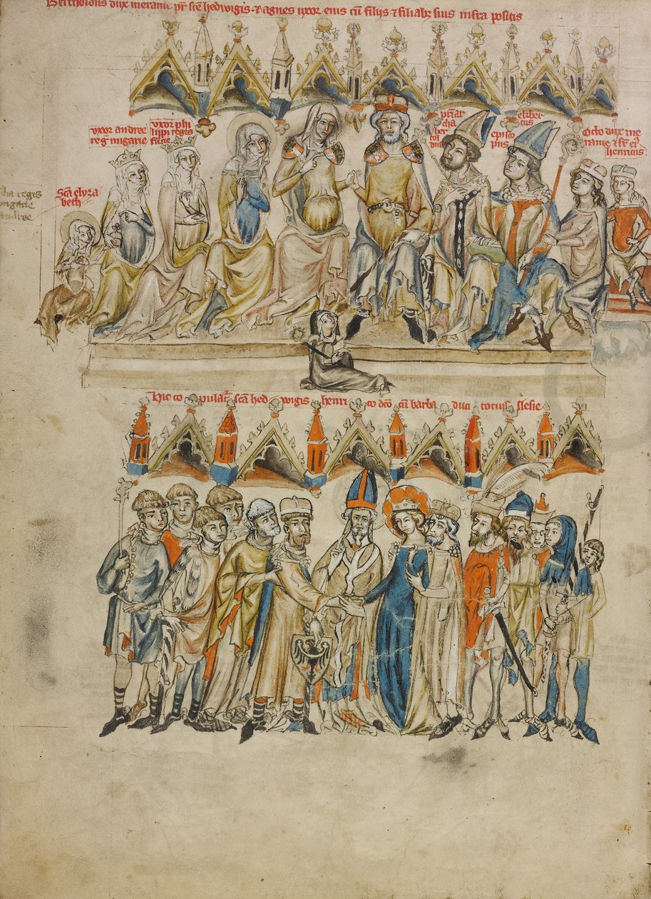 Familie von Berthold IV. von Meranien. Die Hochzeit von Hedwig und Heinrich, 1353 von Court workshop of Duke Ludwig I