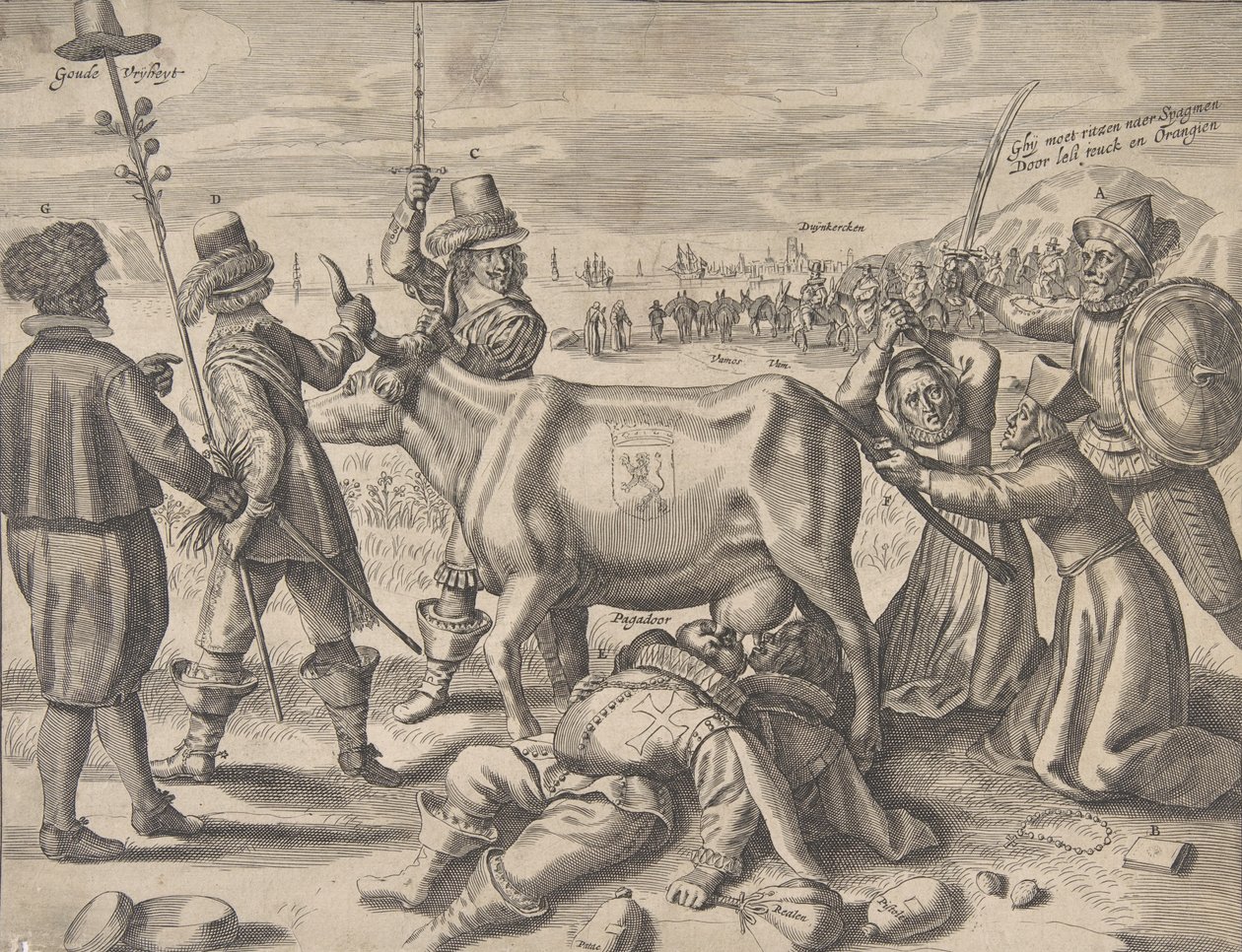 Kampf um die flämische Milchkuh, 1646 von Crispijn de Passe I