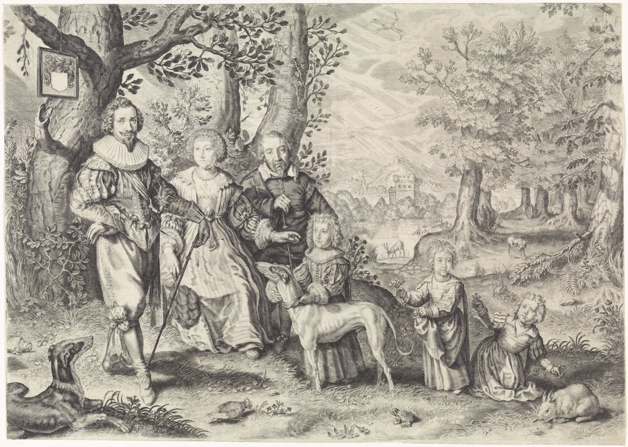 Porträt von Guy Michel Lejay und seiner Familie von Crispijn van de Passe (II)