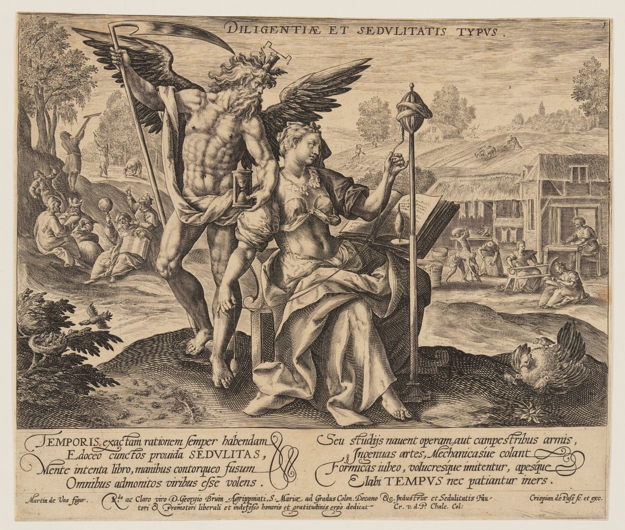Diligentiae et Sedulitatis Typus, aus Zeit mit Tugenden und Lastern von Crispijn van de Passe I