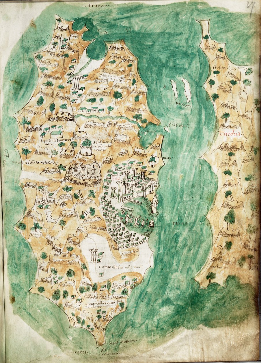 Karte von Khios und angrenzendem Festland, ca. 1420 von Cristoforo Buondelmonti