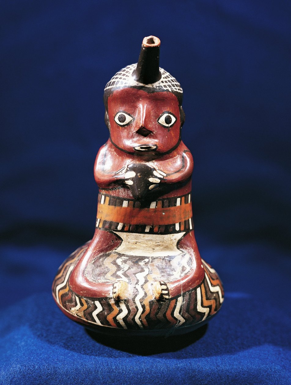 Anthropomorphes Gefäß mit Musikthema, Peru von Culture Nazca