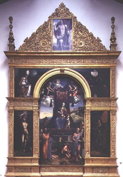 Jungfrau und Kind auf dem Thron mit Heiligen von D. and Garofalo Dossi