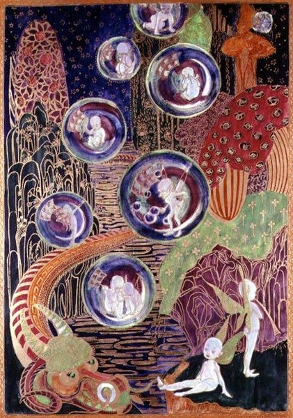 Wedgwood Fairyland Lustre-Plakette, ca. 1917 von Daisy Makeig Jones
