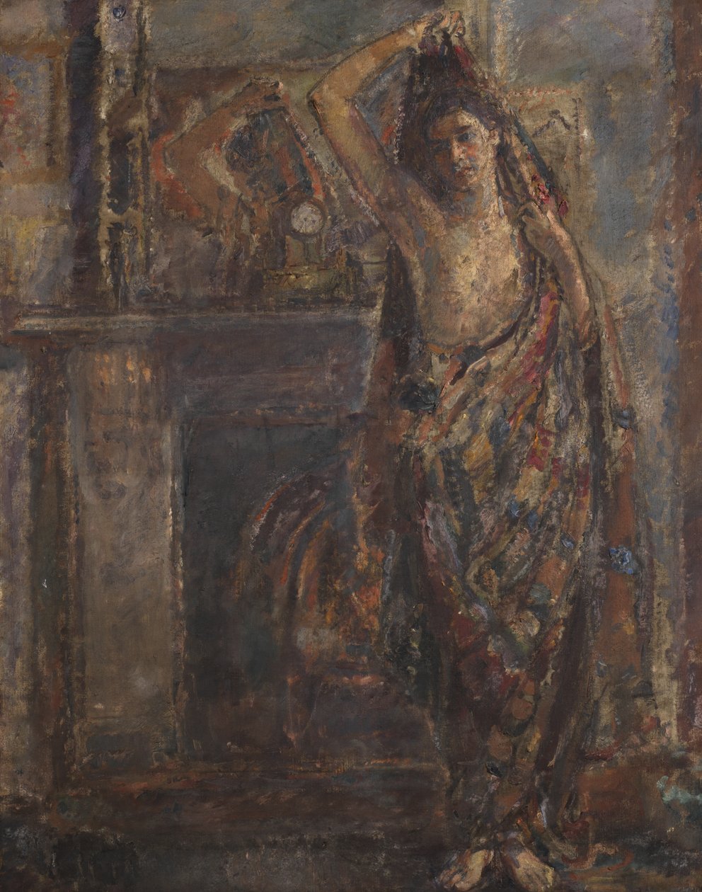 Gekleidete Frau, die an einem Kaminsims steht (verso), 1938 von Dame Ethel Walker