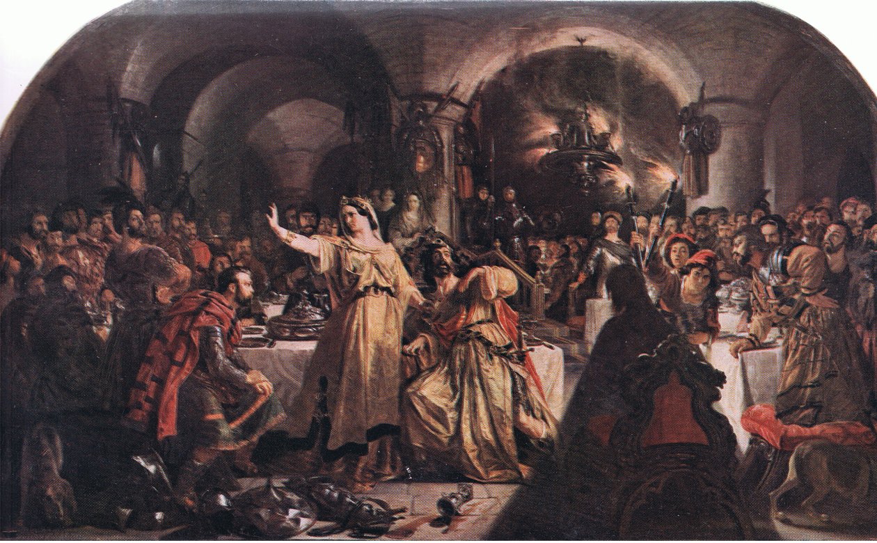 Der Geist von Banquo (Macbeth) "Prithee, sieh dort! schau! Sieh! Wie sagst du?" von Daniel Maclise