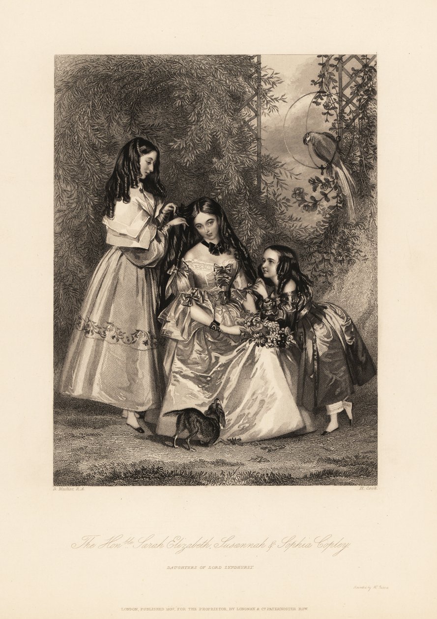 Sarah Elizabeth, Susannah und Sophia Copley, Töchter von John Copley von Daniel (after) Maclise