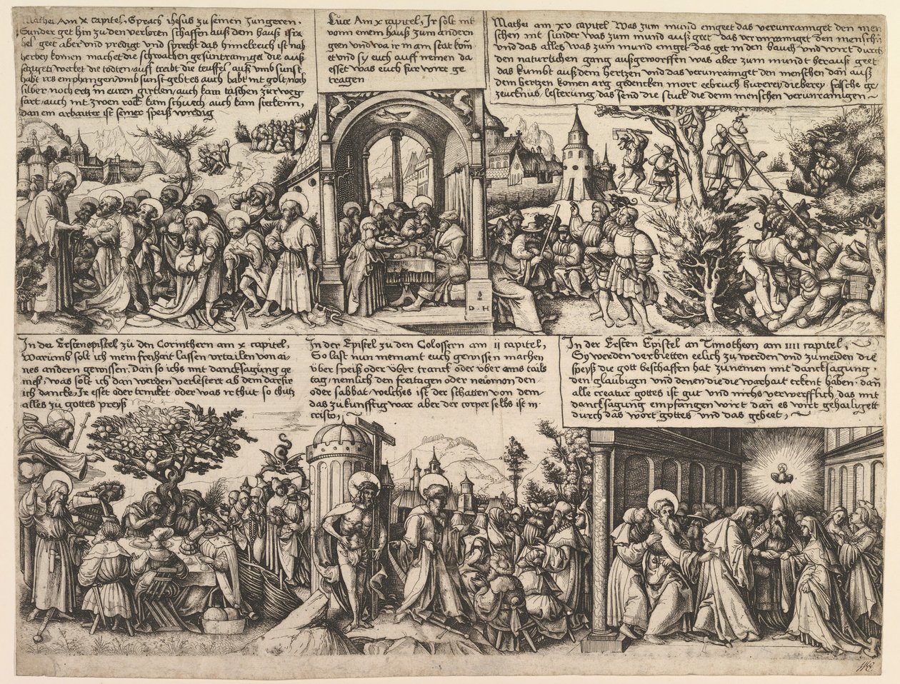 Verschiedene Szenen, aus den Evangelien und aus Acta Apostolorum, ca. 1530 von Daniel Hopfer