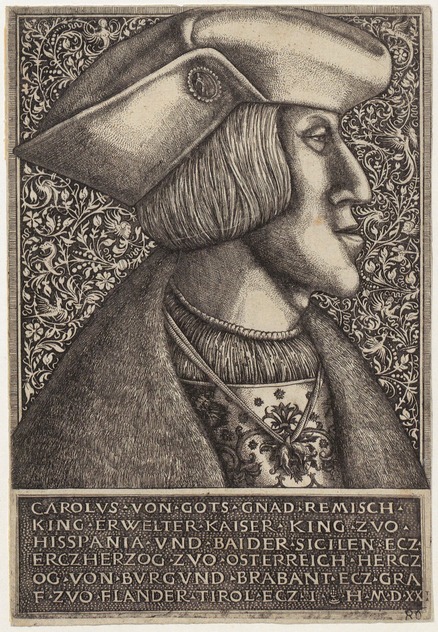 Porträt von Kaiser Karl V., aus "Opera Hopferiana [...]" von Daniel Hopfer