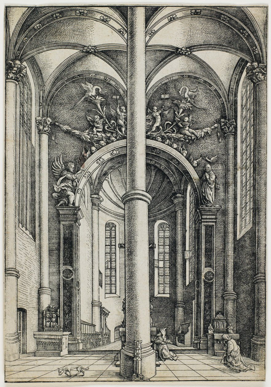 Ansicht im Inneren der St. Katharinenkirche in Augsburg von Daniel Hopfer
