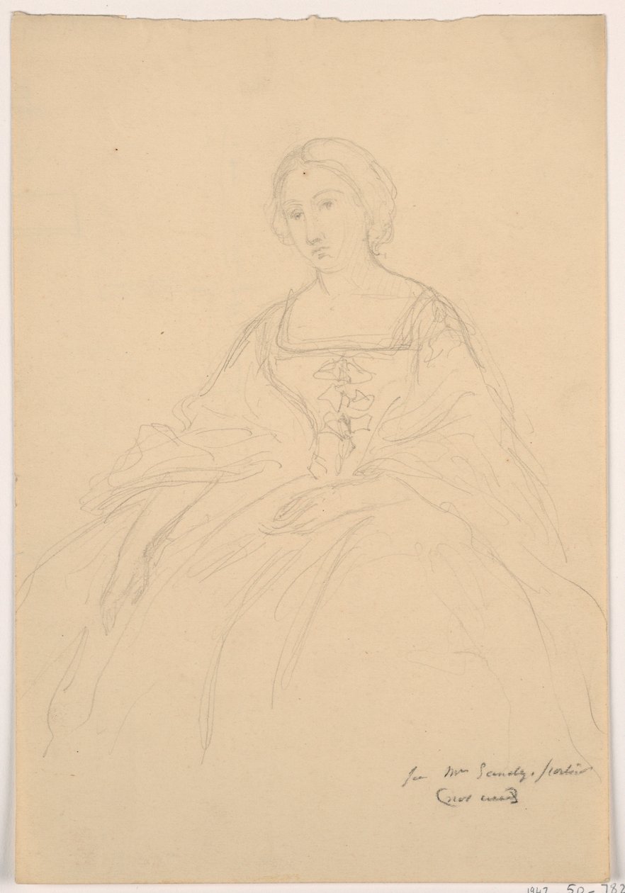 Zeichnung, Frau Sheppard Gandy sitzend; Rückseite: Linienskizze, 1859 von Daniel Huntington