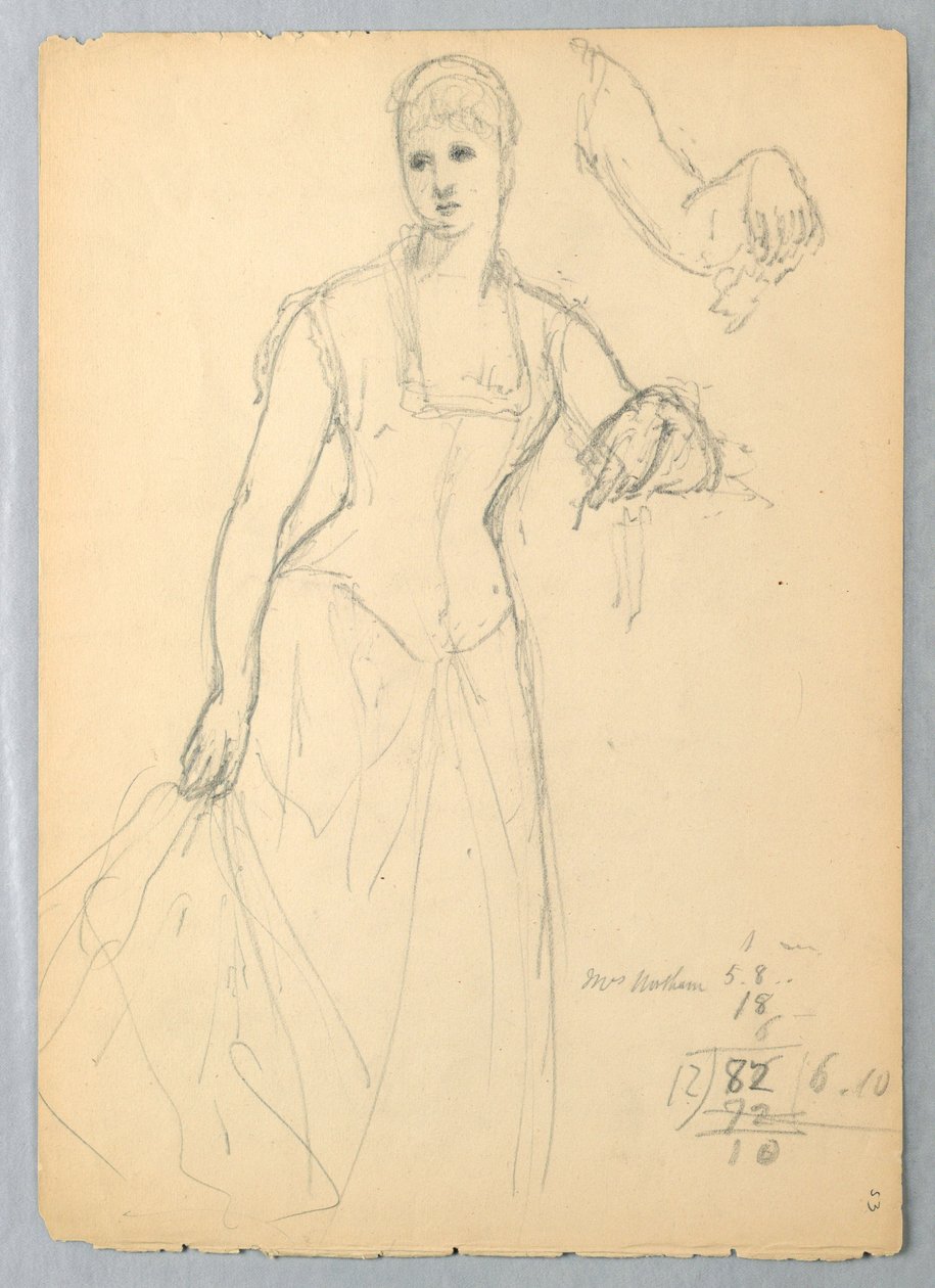 Zeichnung, Skizze für ein Porträt von Bella Worsham, 1878 von Daniel Huntington