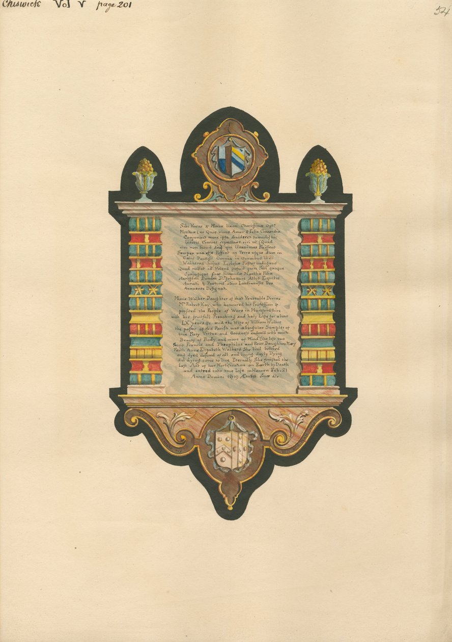 Gedenkstätte für Marie Walker aus der Kirche von Chadwick von Daniel Lysons