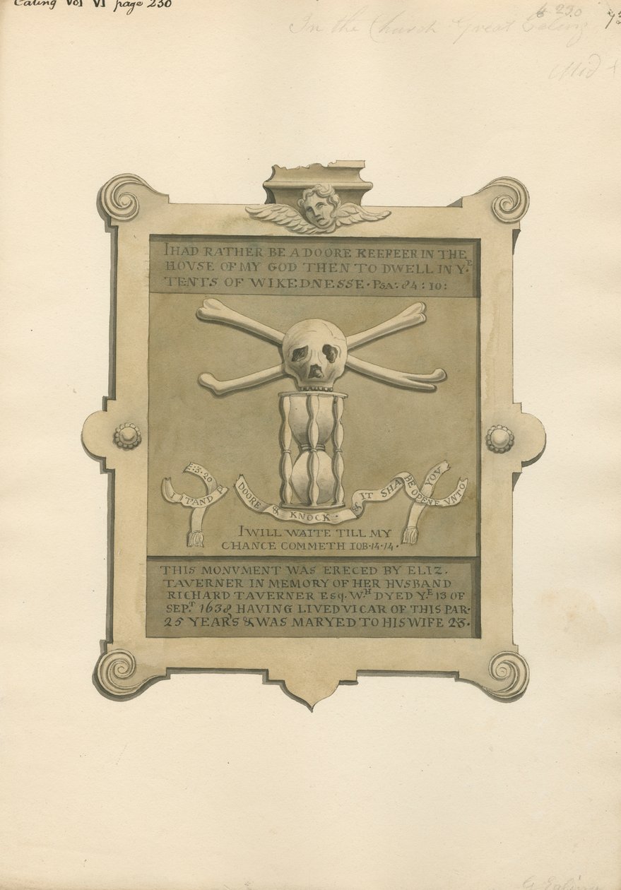 Denkmal für Richard Taverner aus der Ealing Church von Daniel Lysons