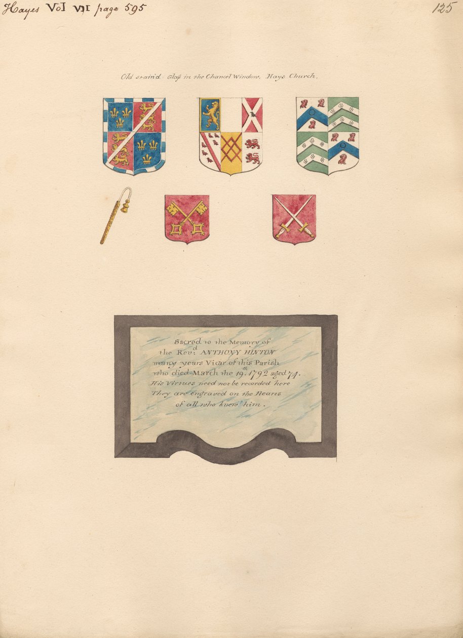 Altes Buntglas im Chanel-Fenster, auch Denkmal für Reverend Anthony Hilton aus Hayes von Daniel Lysons