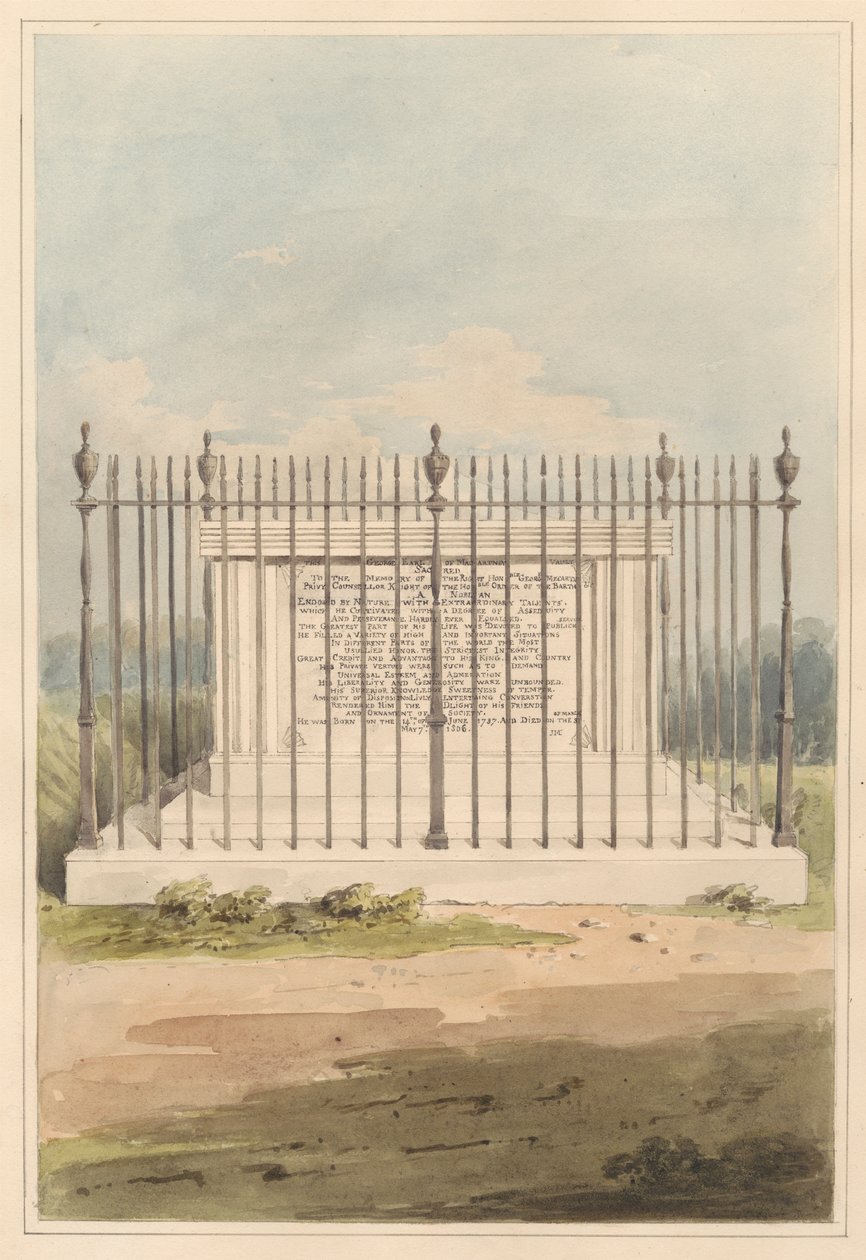 Die Umgebung von London: Grab von George Earl of Macartney, aus dem Kirchhof von Chiswick von Daniel Lysons