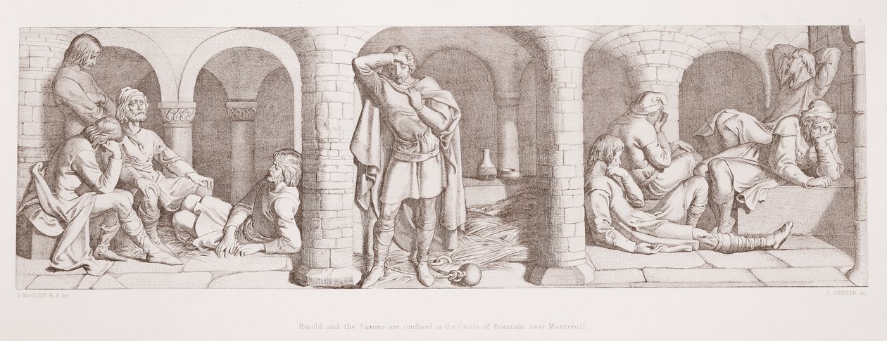 Harold und die Sachsen sind in der Burg von Beaurain, nahe Montreuil, aus 