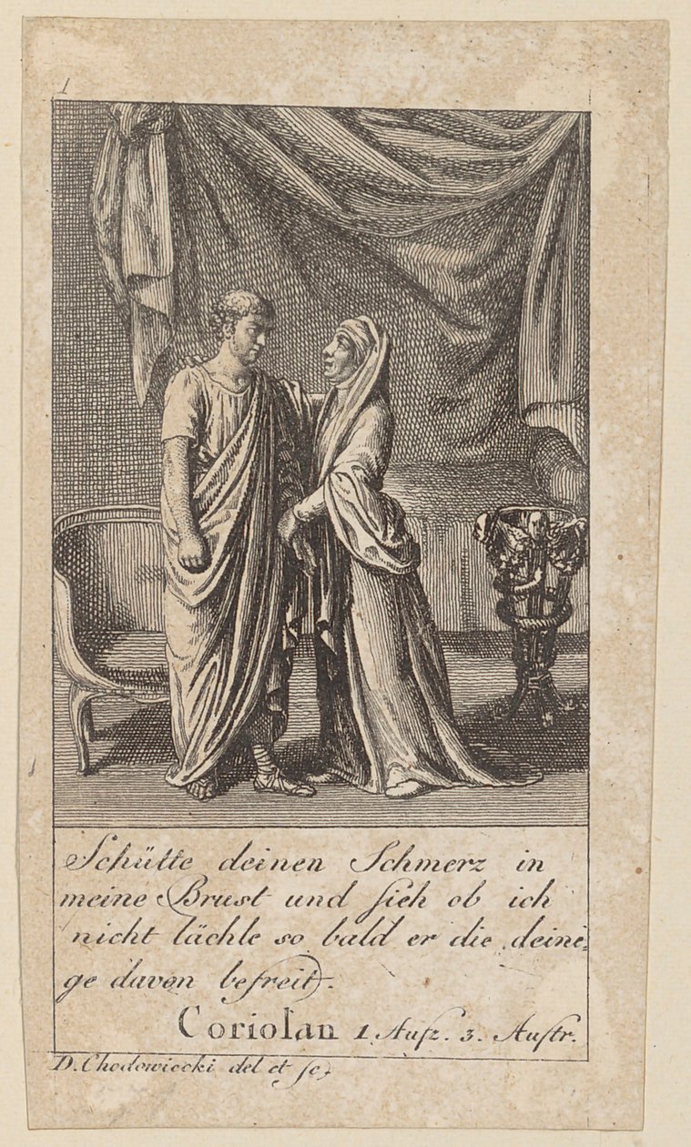 Blatt 1 zu Shakespeares „Coriolan“ von Daniel Nikolaus Chodowiecki