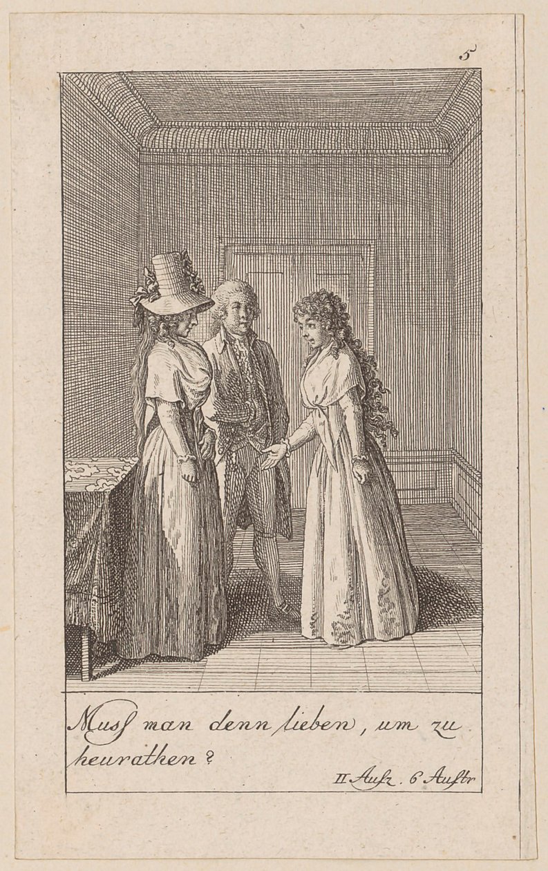 Blatt 5 zu Aug. von Kotzebues "Die Indianer in England" von Daniel Nikolaus Chodowiecki