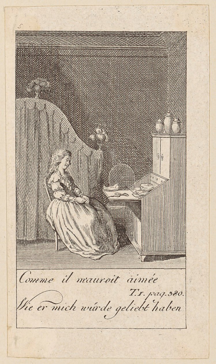 Blatt 5 zu „Karoline von Lichtfield“ von Daniel Nikolaus Chodowiecki