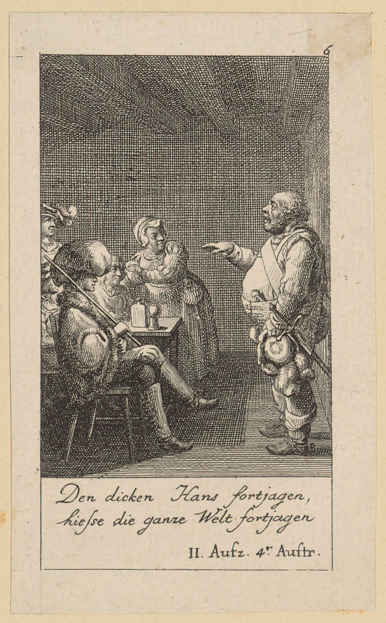 Blatt 6 zu Shakespeares „König Heinrich der Vierte“ von Daniel Nikolaus Chodowiecki