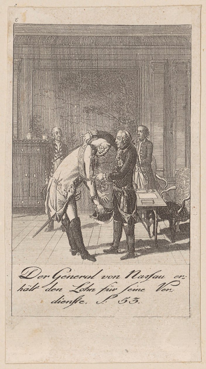 General von Nassau erhält den Lohn für seine Verdienste von Daniel Nikolaus Chodowiecki