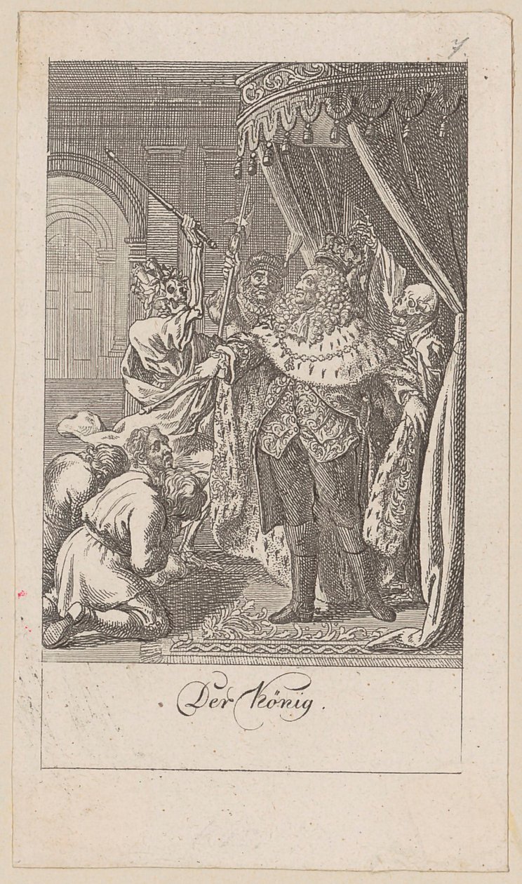 König, Blatt 7 der Folge "Der Totentanz" von Daniel Nikolaus Chodowiecki