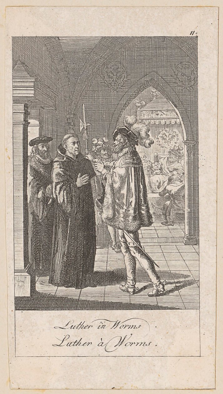 Luther in Worms, Blatt 11 der Folge „Ältere, mittlere und neuere Geschichte“ von Daniel Nikolaus Chodowiecki