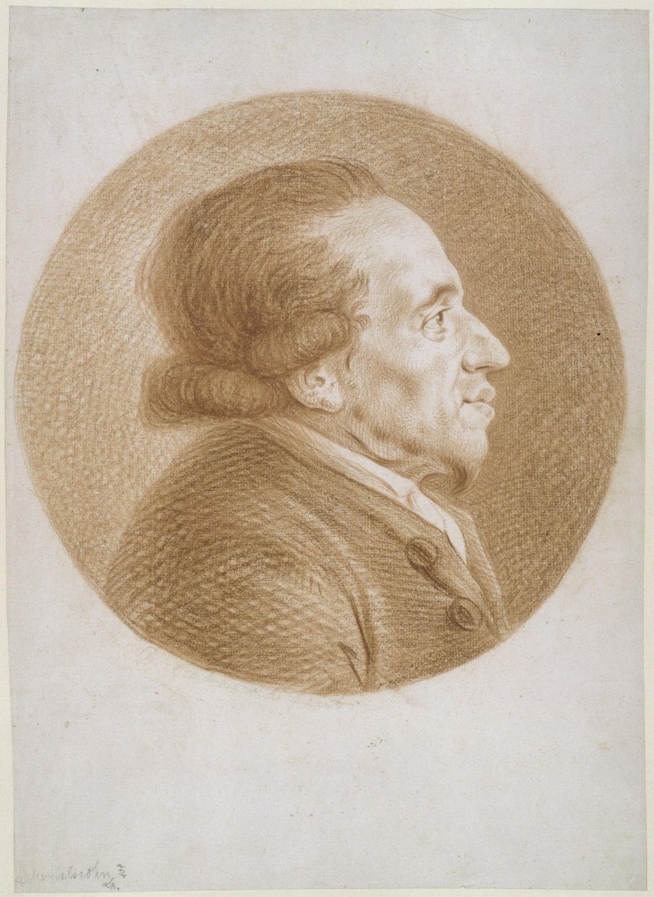 Moses Mendelssohn nach rechts im Rund von Daniel Nikolaus Chodowiecki