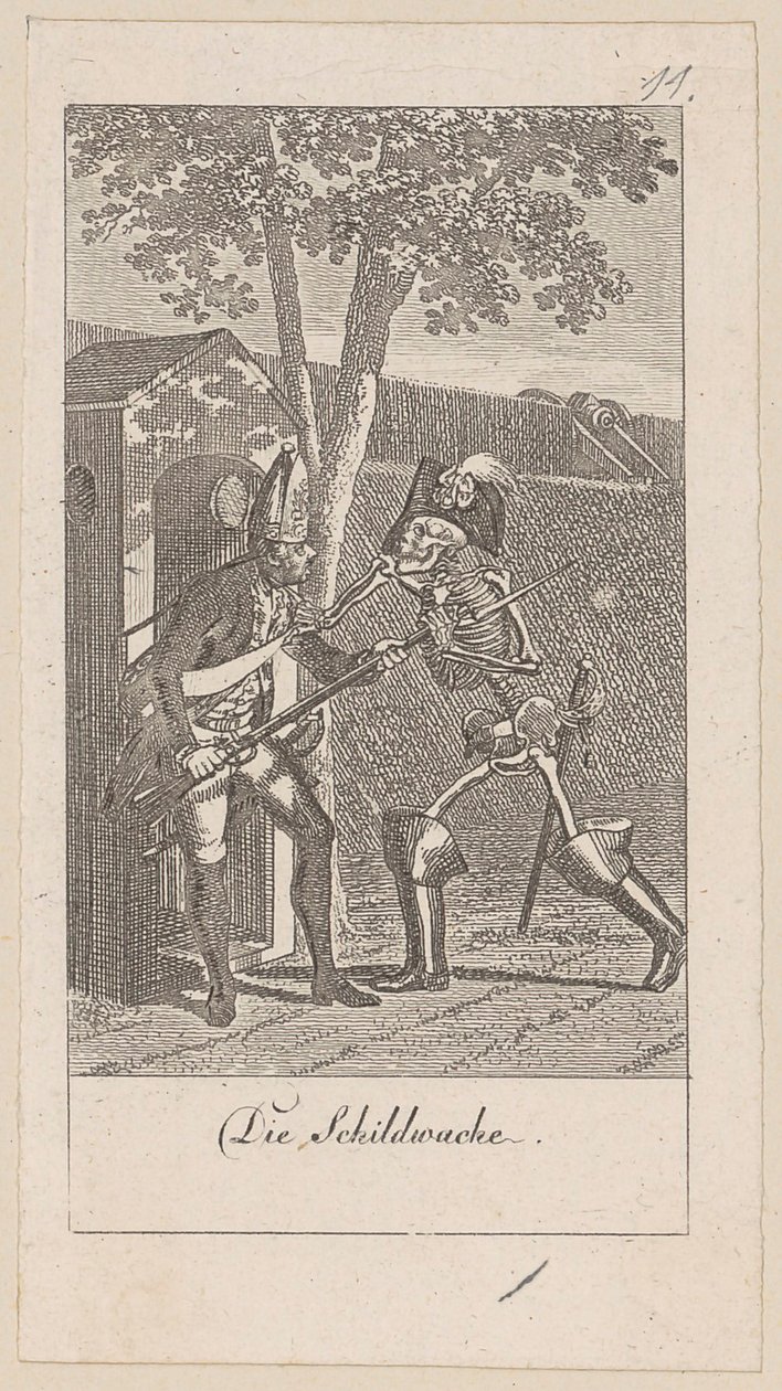 Schildwache, Blatt 11 der Folge "Der Totentanz" von Daniel Nikolaus Chodowiecki