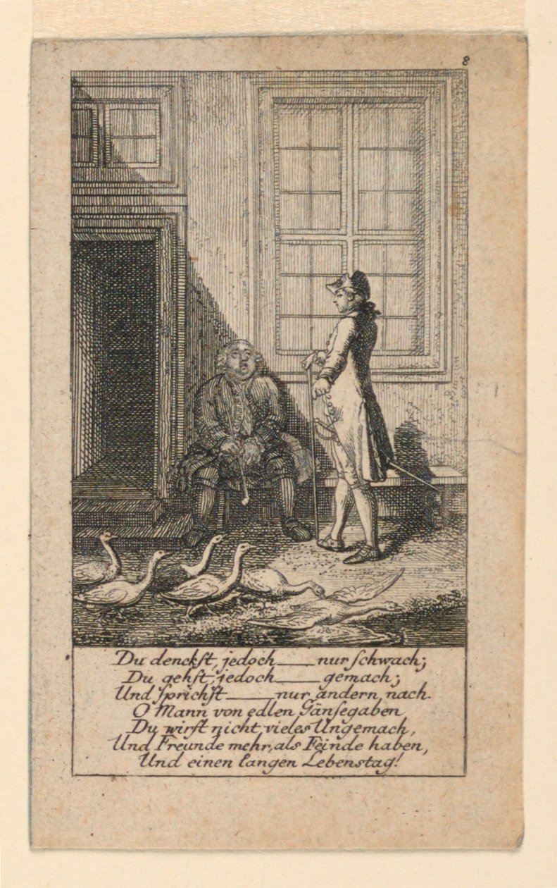 Die Faulen und Schwachsinnigen, Illustration für "Königl: Grosbrit [anische] Genealogischer Kalender auf das 1780 Jahr Lauenberg bei J.G. Berenberg" von Daniel Nikolaus Chodowiecki