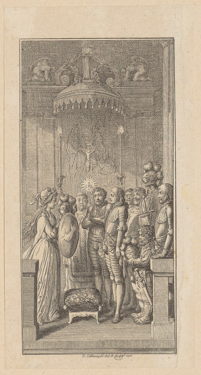 Titelkupfer zum Ritterroman "Palmerin von Oliva" von Daniel Nikolaus Chodowiecki