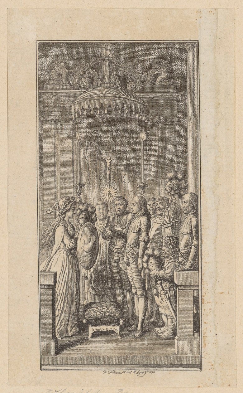 Titelkupfer zum Ritterroman "Palmerin von Oliva" von Daniel Nikolaus Chodowiecki