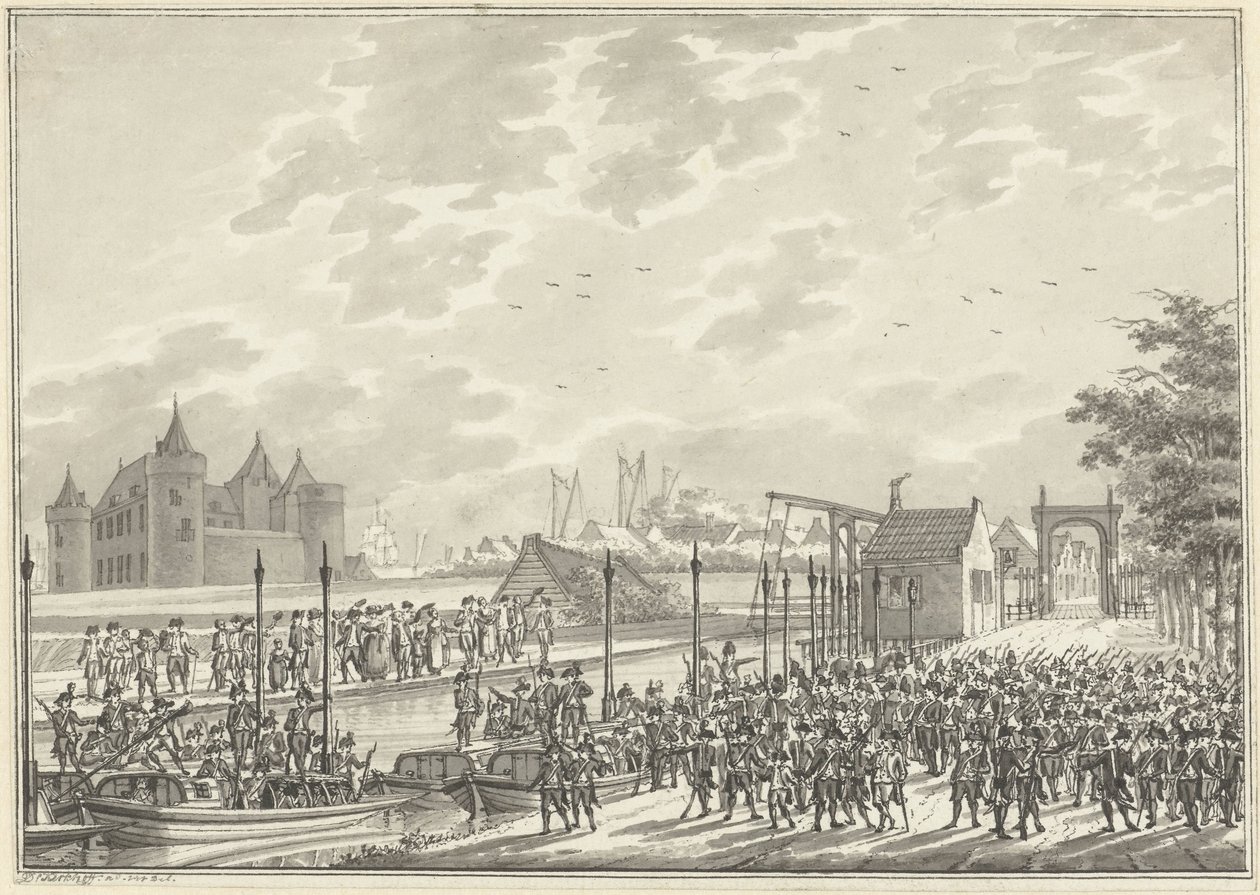 Ankunft der bewaffneten Amsterdamer Bürger in Muiden, 1787 von Daniël Kerkhoff