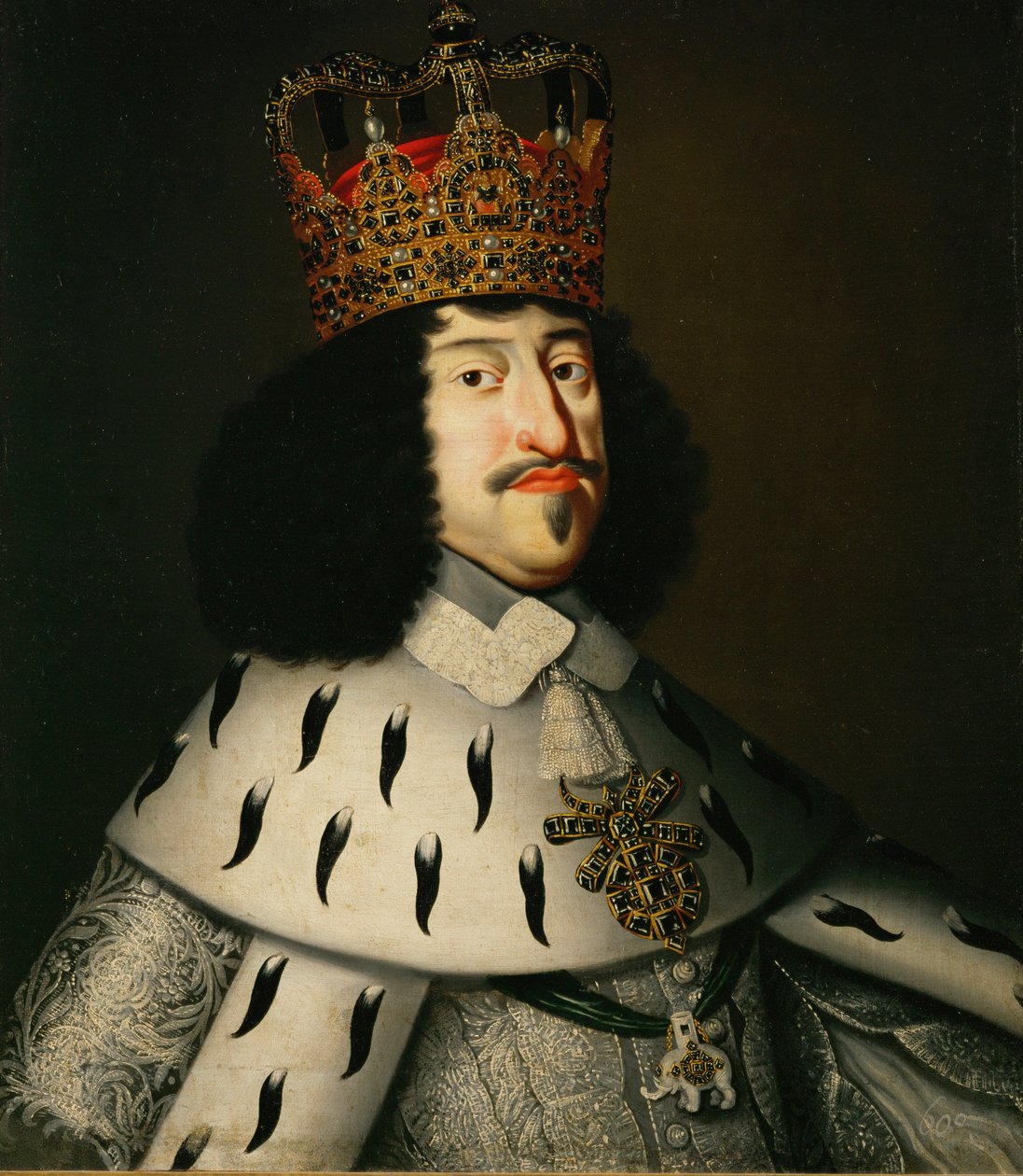 König Friedrich III. von Dänemark und Norwegen in Krönungsgewändern von Danish School