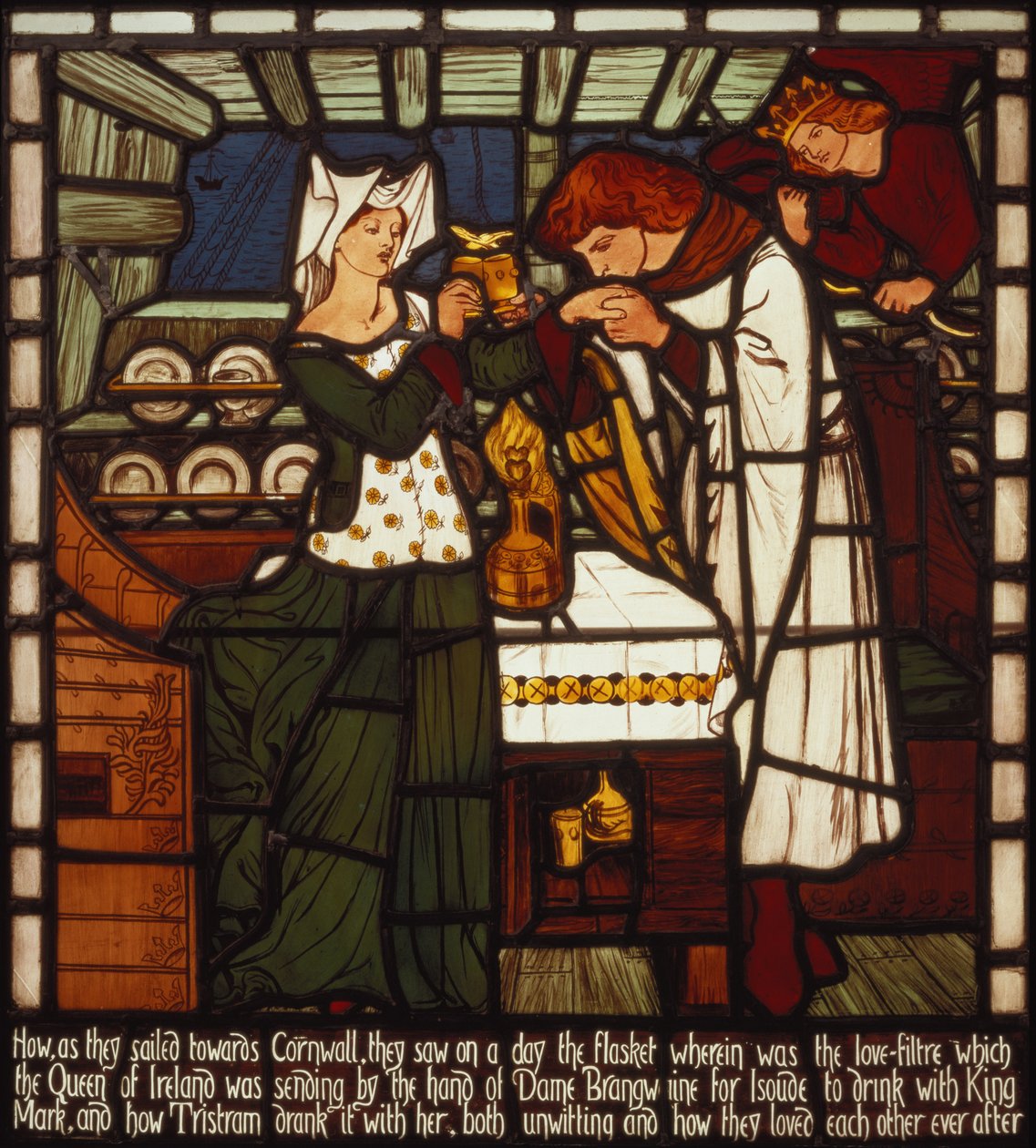 Der Liebestrank, bestimmt für Isolde die Schöne und König Mark von Cornwall, aber getrunken von Tristan und Isolde die Schöne, aus 
