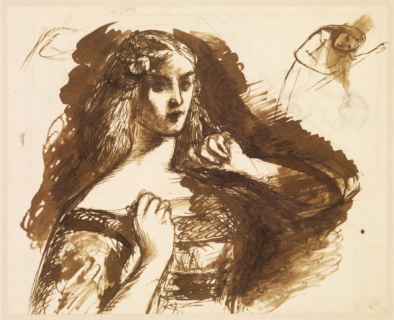 Halbfigur-Skizze einer jungen Frau von Dante Gabriel Rossetti