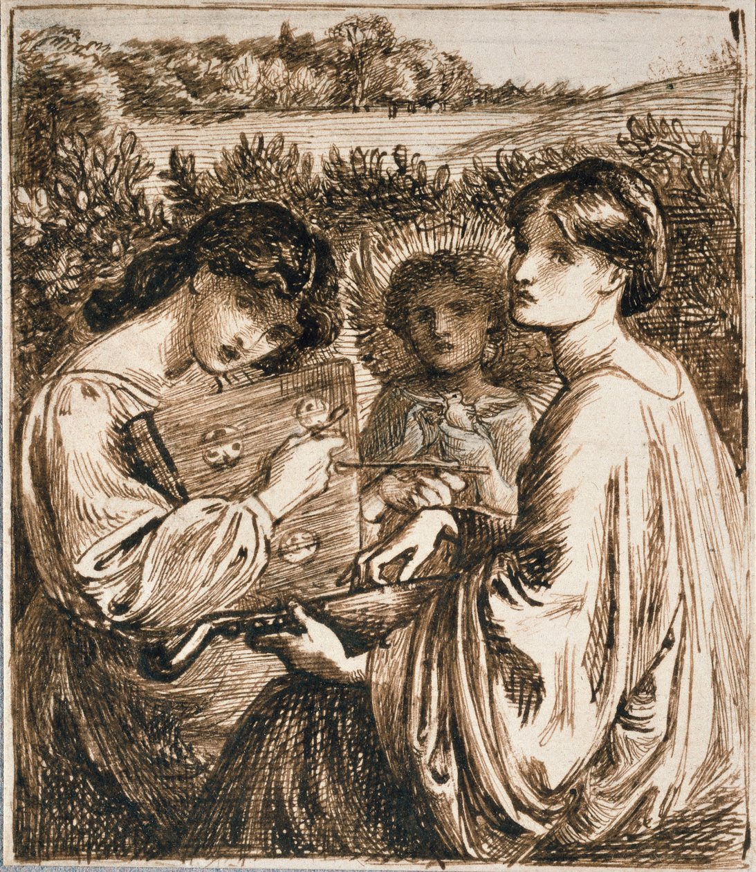Studie für die Bower Meadow, spätes 19. Jahrhundert von Dante Gabriel Rossetti